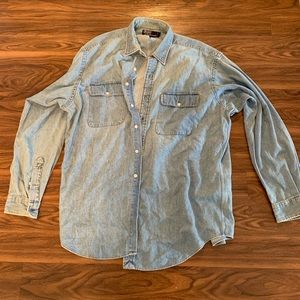 VINTAGE OVERSIZED DENIM RALPH LAUREN POLO SHIRT